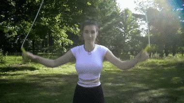 Thin busty girl bouncing and flopping her huge yummy tits